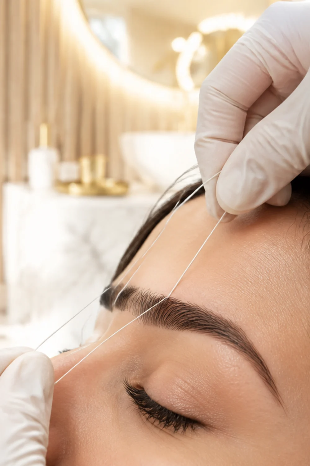 Threading de sobrancelhas em composição vertical e anónima